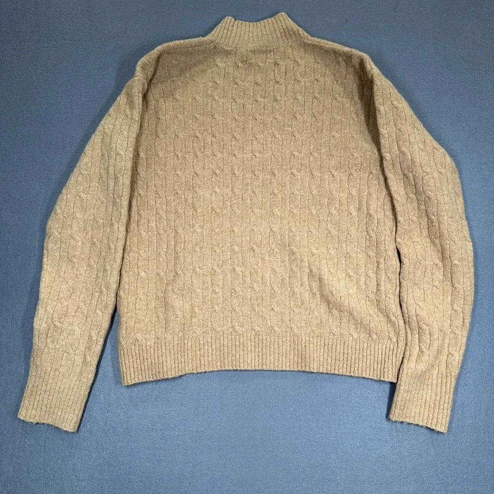 J.Crew Sweater Womens M Tan Extra Soft Cable Knit Mock Neck Long Sleeve Pullover